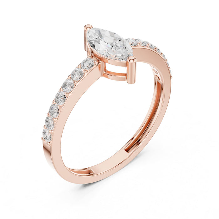 Marquise Lab Grown Diamond Side-Stone Engagement Ring rose gold video