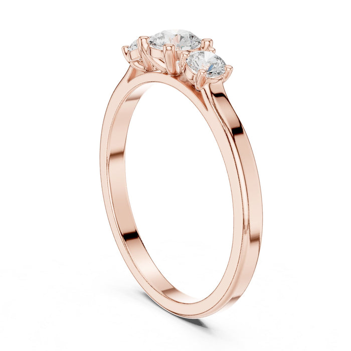 Round Lab Grown Diamond Three-Stone Engagement Ring yellow gold video