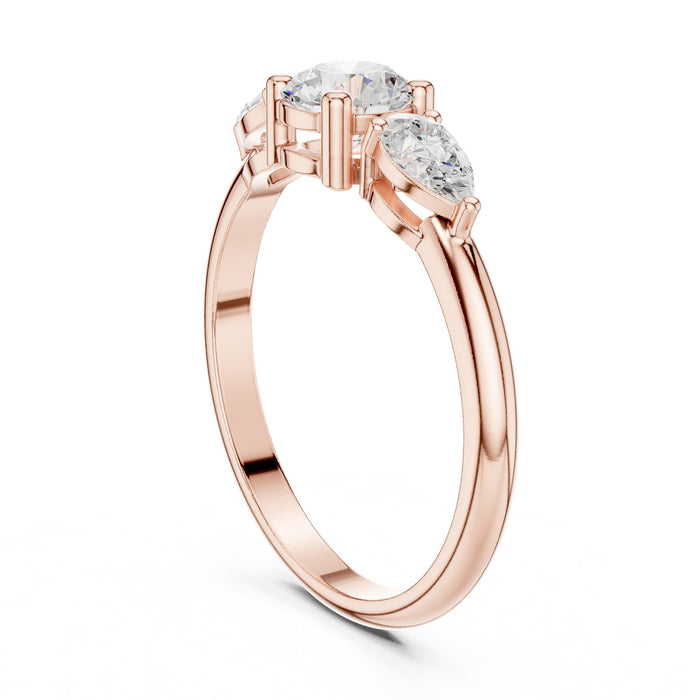 Round Lab Grown Diamond Three-Stone Engagement Ring yellow gold video
