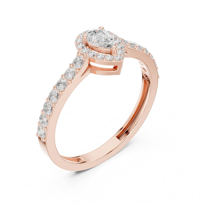 Pear Lab Grown Diamond Halo Engagement Ring rose gold video