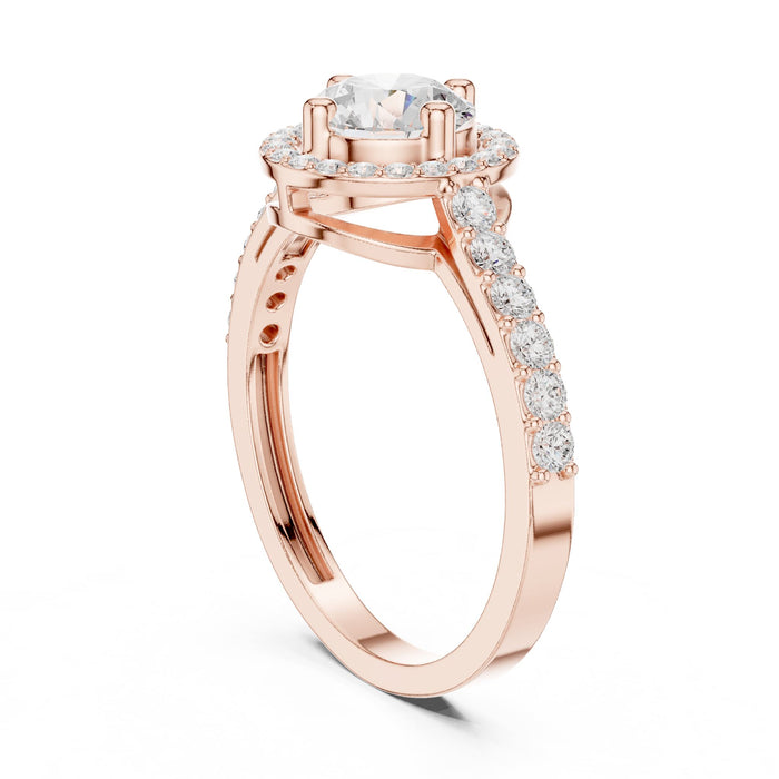 Round Lab Grown Diamond Halo Engagement Ring yellow gold video