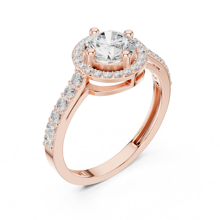 Round Lab Grown Diamond Halo Engagement Ring rose gold video