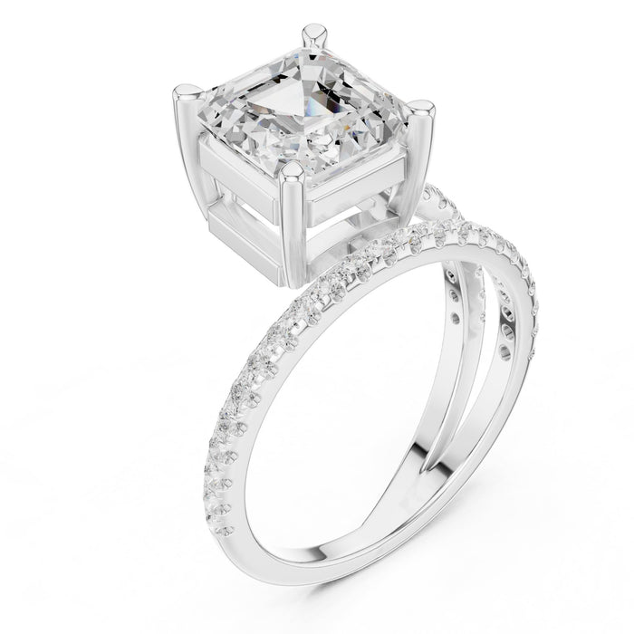 Asscher Lab Grown Diamond Split-Shank Engagement Ring yellow gold video