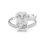 Emerald Lab Grown Diamond Side-Stone Engagement Ring