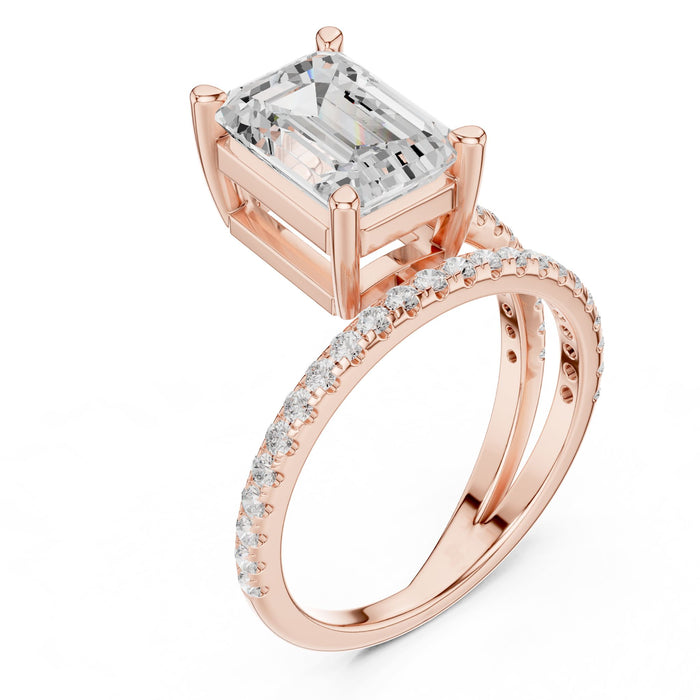 Emerald Lab Grown Diamond Side-Stone Engagement Ring rose gold video