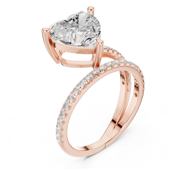 Heart Lab Grown Diamond Pave Engagement Ring yellow gold video