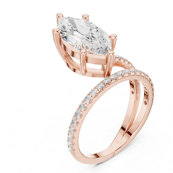 Marquise Lab Grown Diamond Split-Shank Engagement Ring rose gold video