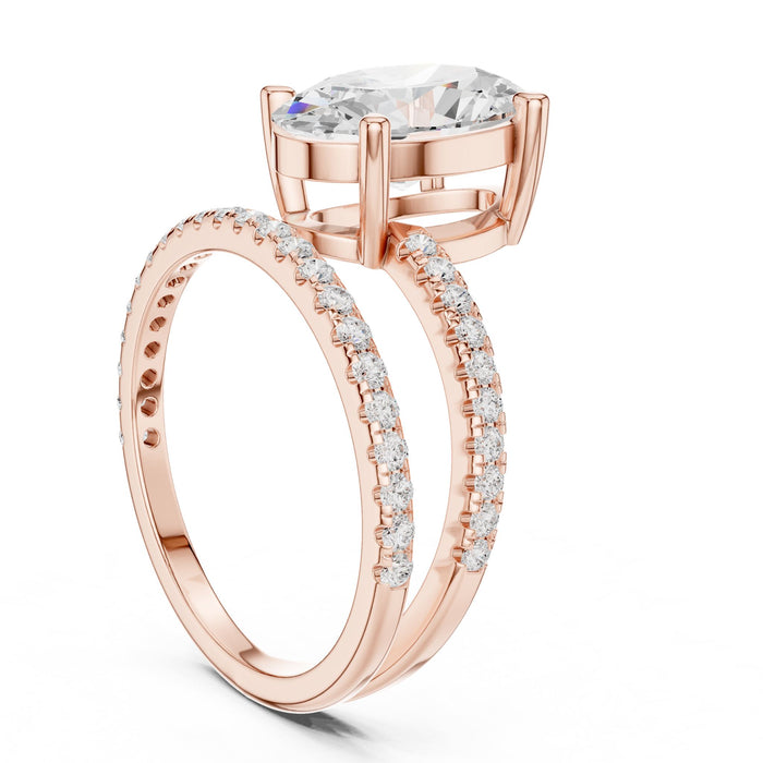 Oval Lab Grown Diamond Pave Engagement Ring yellow gold video