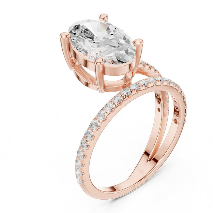 Oval Lab Grown Diamond Pave Engagement Ring rose gold video
