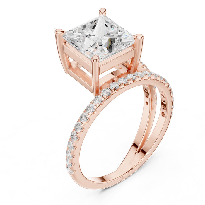 Princess Lab Grown Diamond Split-Shank Engagement Ring rose gold video