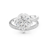 Round Lab Grown Diamond Side-Stone Engagement Ring