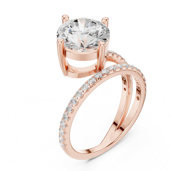 Round Lab Grown Diamond Side-Stone Engagement Ring rose gold video