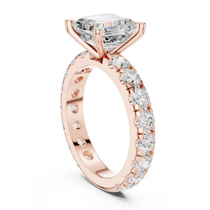 Princess Lab Grown Diamond Pave Engagement Ring yellow gold video
