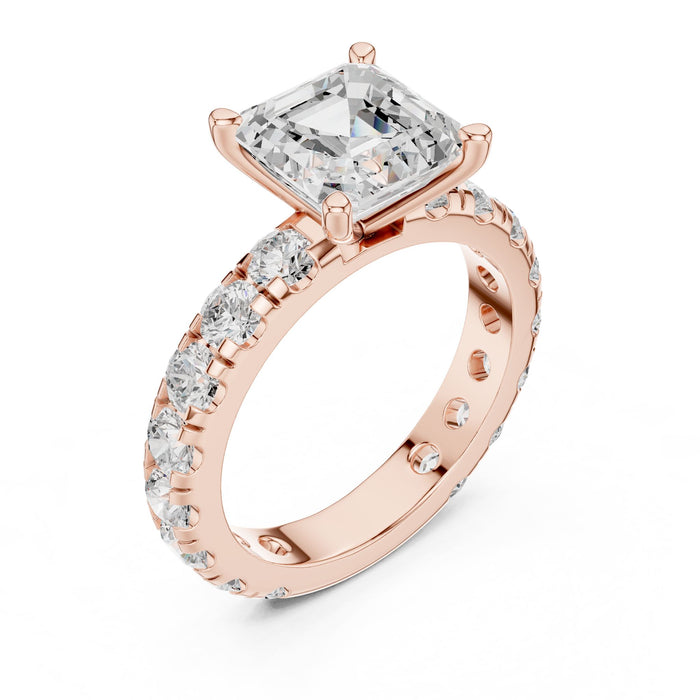 Princess Lab Grown Diamond Pave Engagement Ring rose gold video