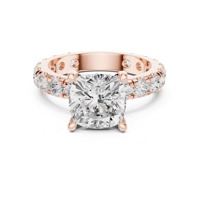 Cushion Lab Grown Diamond Pave Engagement Ring rose gold video
