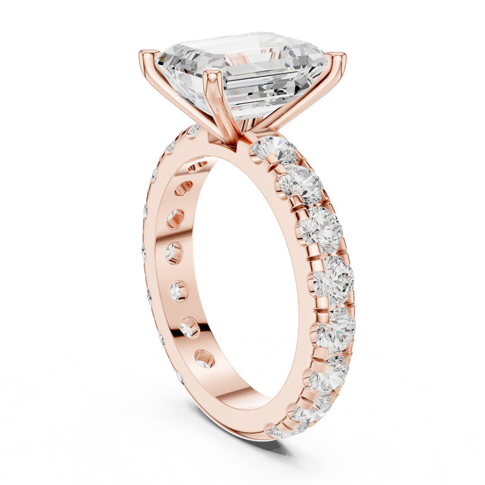 Emerald Lab Grown Diamond Pave Engagement Ring yellow gold video