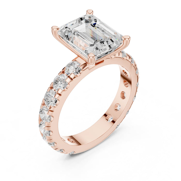 Emerald Lab Grown Diamond Pave Engagement Ring rose gold video