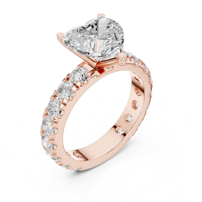 Heart Lab Grown Diamond Pave Engagement Ring rose gold video