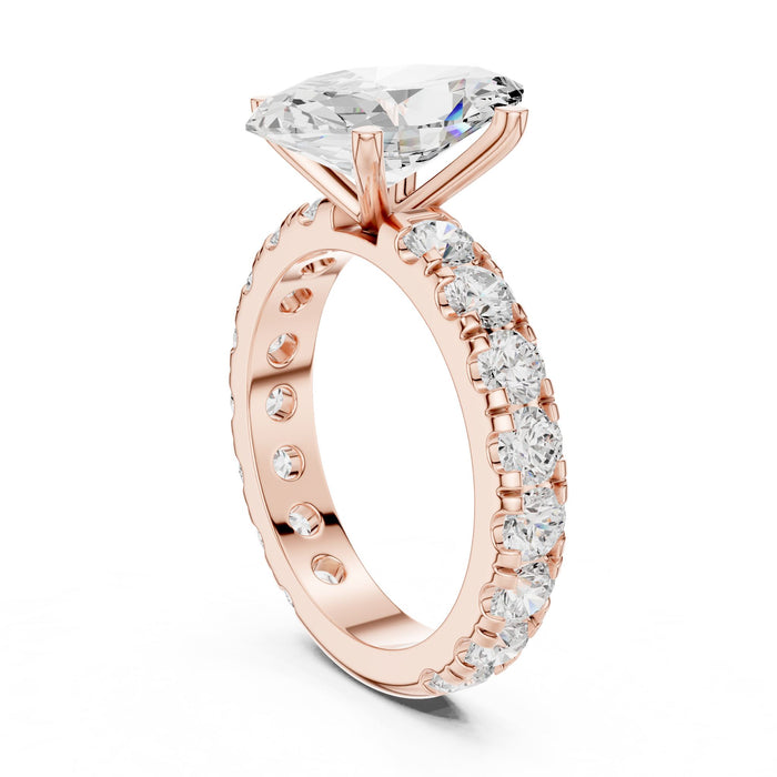Marquise Lab Grown Diamond Pave Engagement Ring yellow gold video