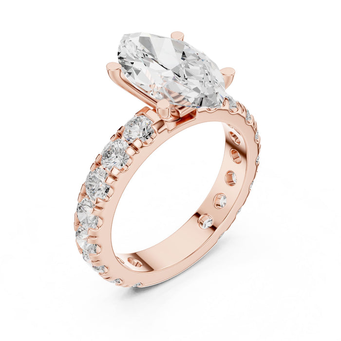 Marquise Lab Grown Diamond Pave Engagement Ring rose gold video