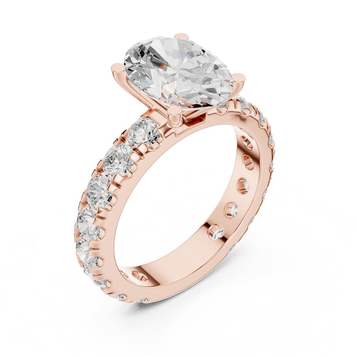 Oval Lab Grown Diamond Pave Engagement Ring rose gold video