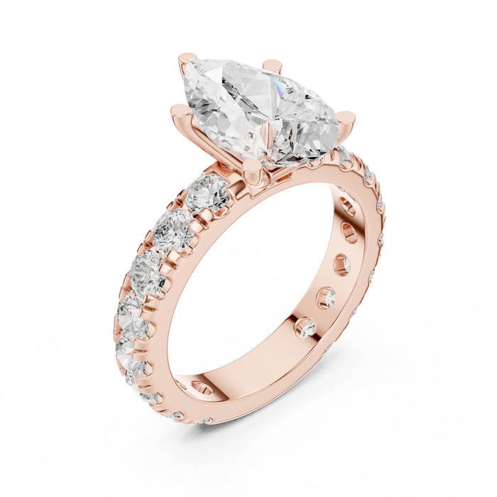 Pear Lab Grown Diamond Pave Engagement Ring rose gold video