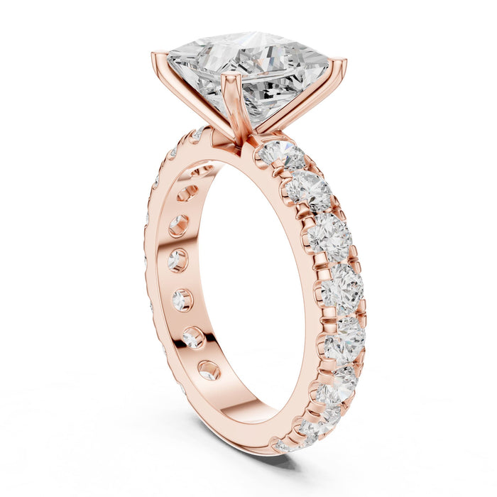 Princess Lab Grown Diamond Pave Engagement Ring yellow gold video