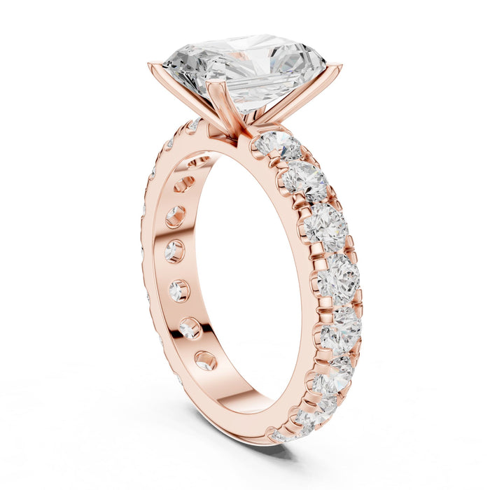 Radiant Lab Grown Diamond Pave Engagement Ring yellow gold video