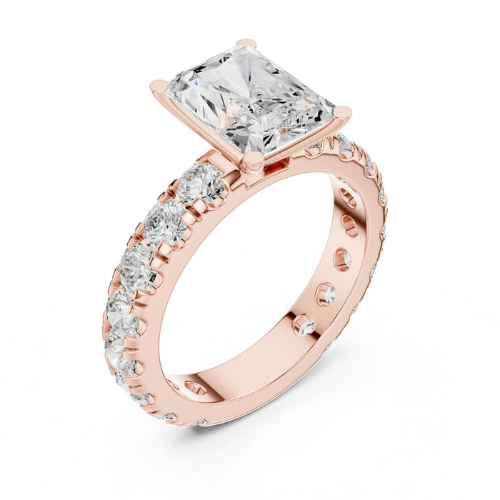 Radiant Lab Grown Diamond Pave Engagement Ring rose gold video