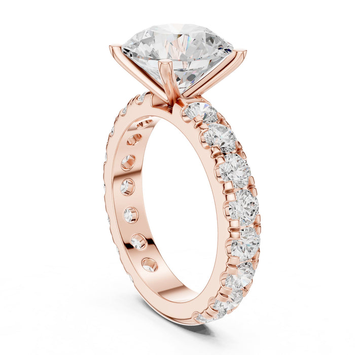 Round Lab Grown Diamond Pave Engagement Ring yellow gold video