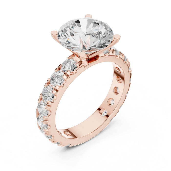 Round Lab Grown Diamond Pave Engagement Ring rose gold video