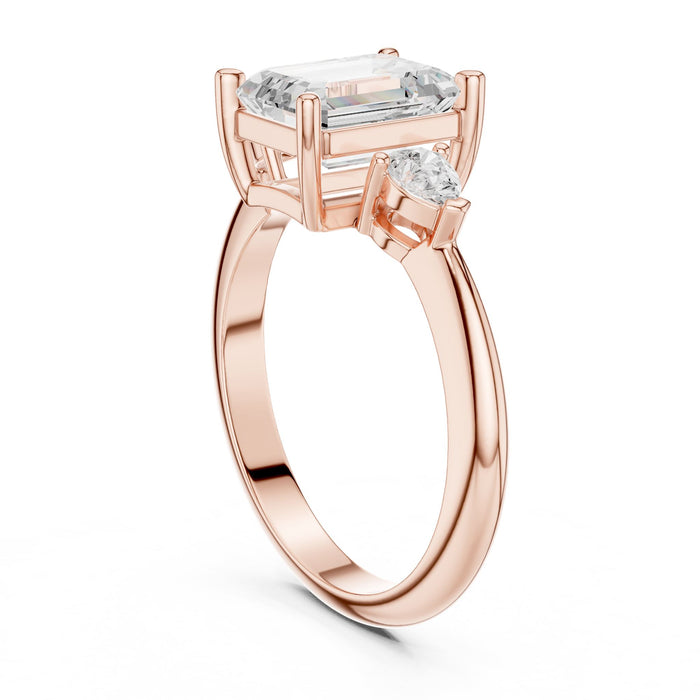 Emerald Lab Grown Diamond Three-Stone Engagement Ring yellow gold video