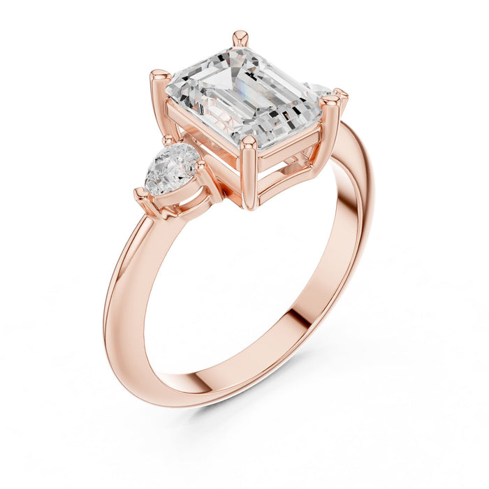 Emerald Lab Grown Diamond Three-Stone Engagement Ring rose gold video