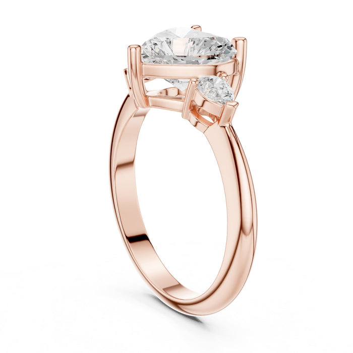 Heart Lab Grown Diamond Three-Stone Engagement Ring yellow gold video