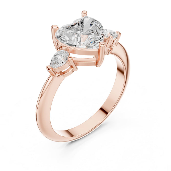 Heart Lab Grown Diamond Three-Stone Engagement Ring rose gold video