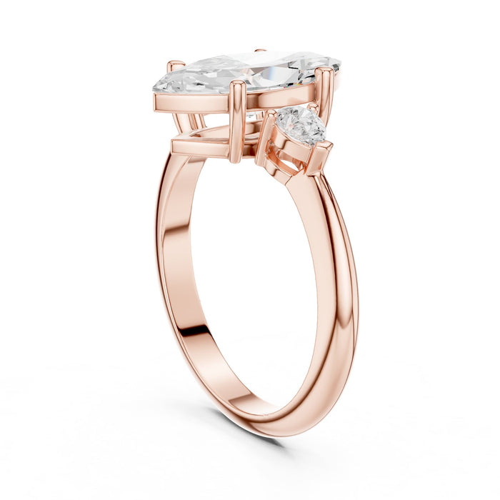 Marquise Lab Grown Diamond Three-Stone Engagement Ring yellow gold video