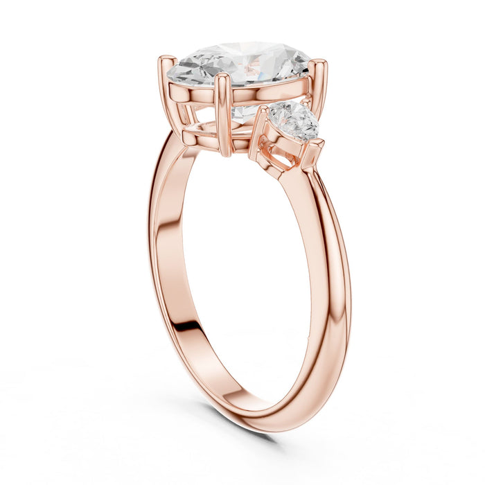 Oval Lab Grown Diamond Three-Stone Engagement Ring yellow gold video