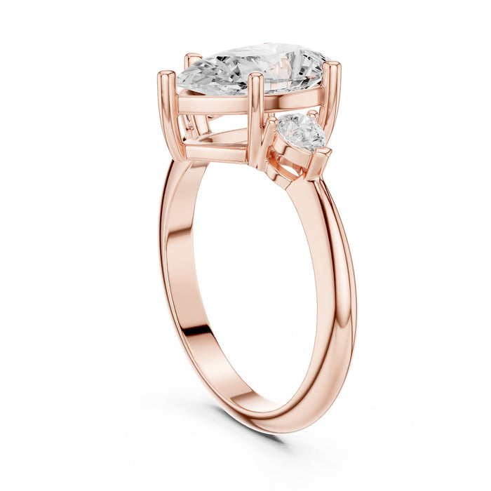 Pear Lab Grown Diamond Three-Stone Engagement Ring yellow gold video