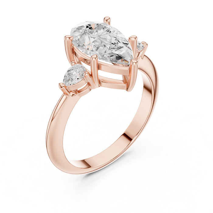 Pear Lab Grown Diamond Three-Stone Engagement Ring rose gold video