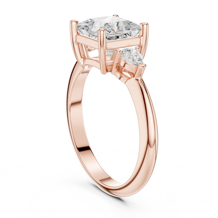 Princess Lab Grown Diamond Three-Stone Engagement Ring yellow gold video