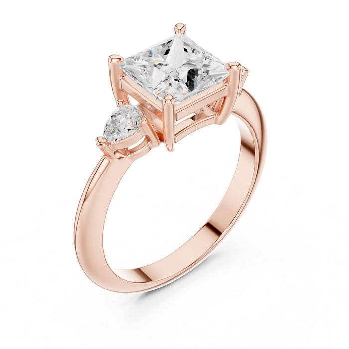 Princess Lab Grown Diamond Three-Stone Engagement Ring rose gold video