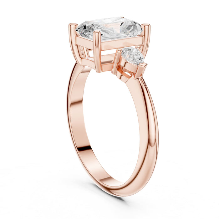 Emerald Lab Grown Diamond Three-Stone Engagement Ring yellow gold video