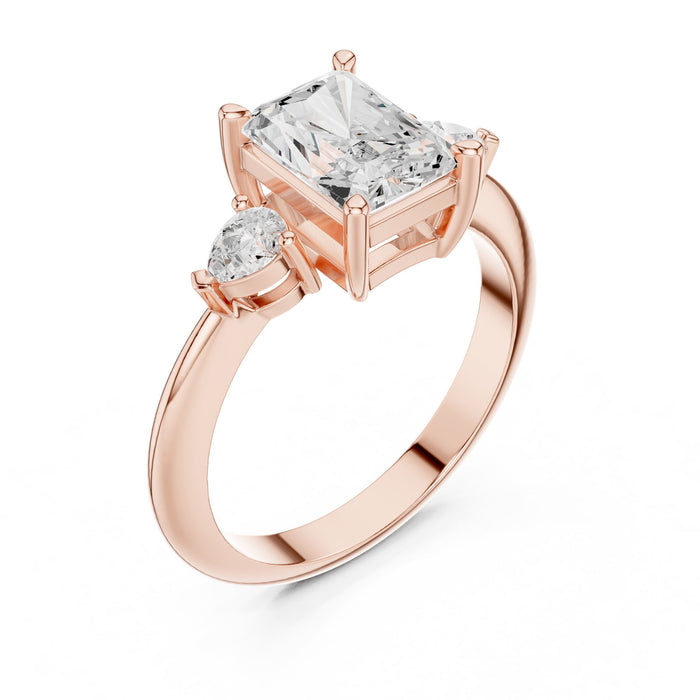 Emerald Lab Grown Diamond Three-Stone Engagement Ring rose gold video