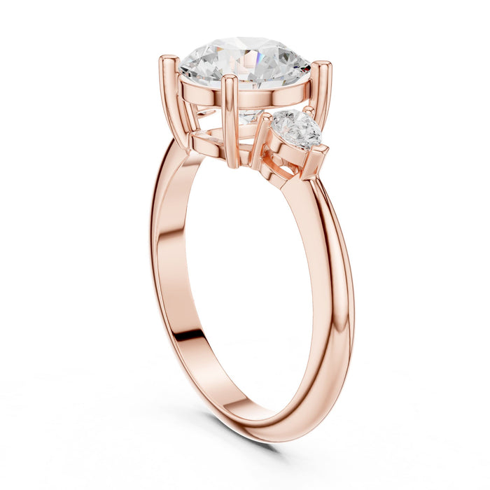 Round Lab Grown Diamond Three-Stone Engagement Ring yellow gold video