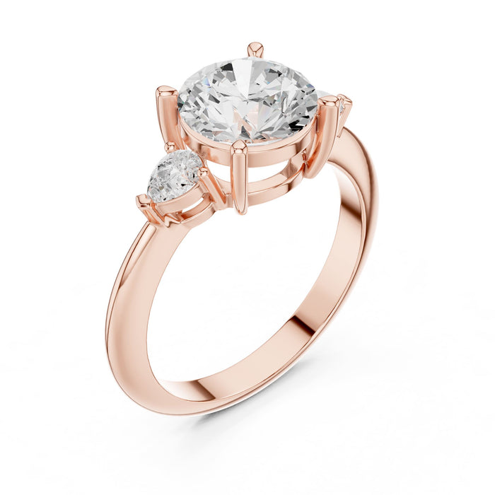 Round Lab Grown Diamond Three-Stone Engagement Ring rose gold video