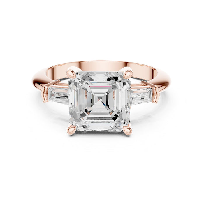 Asscher Lab Grown Diamond Three-Stone Engagement Ring rose gold video