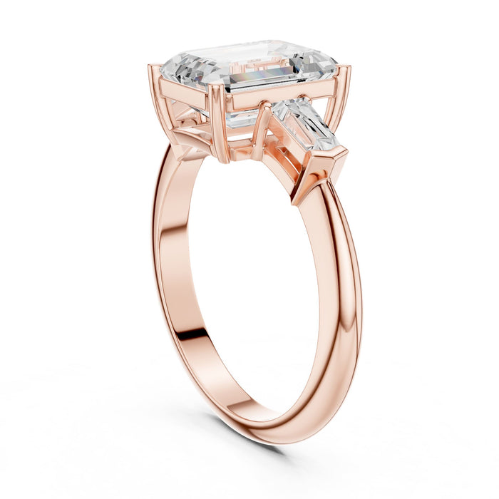 Emerald Lab Grown Diamond Three-Stone Engagement Ring yellow gold video