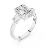 Emerald Lab Grown Diamond Three-Stone Engagement Ring