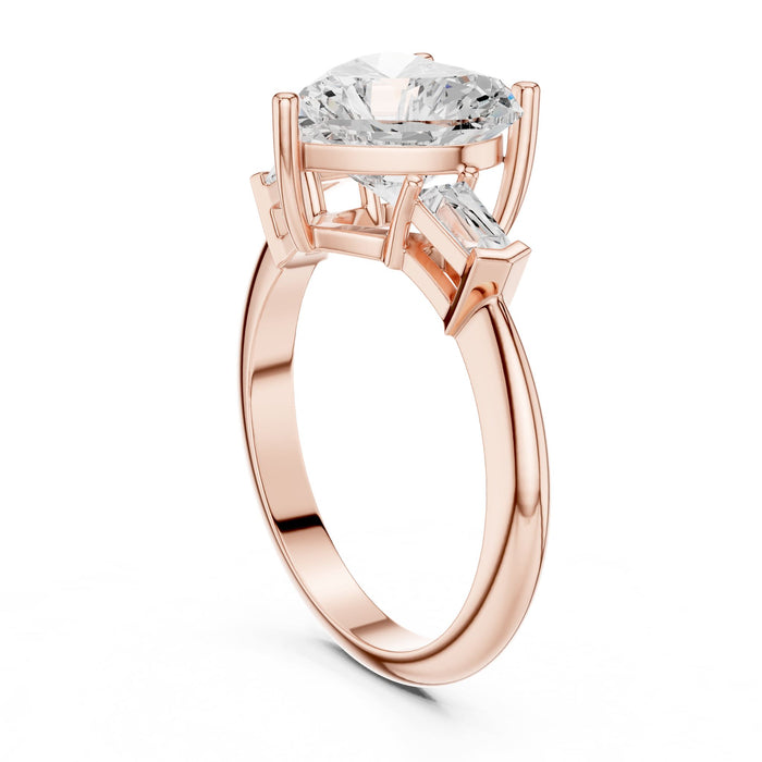 Heart Lab Grown Diamond Three-Stone Engagement Ring yellow gold video