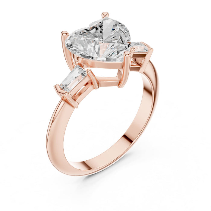 Heart Lab Grown Diamond Three-Stone Engagement Ring rose gold video